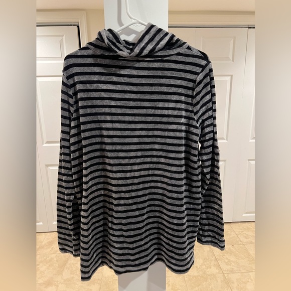 Talbots Velour Velvet Stripe Funnel Neck Pullover Sweatshirt Top Sweater - Picture 6 of 8